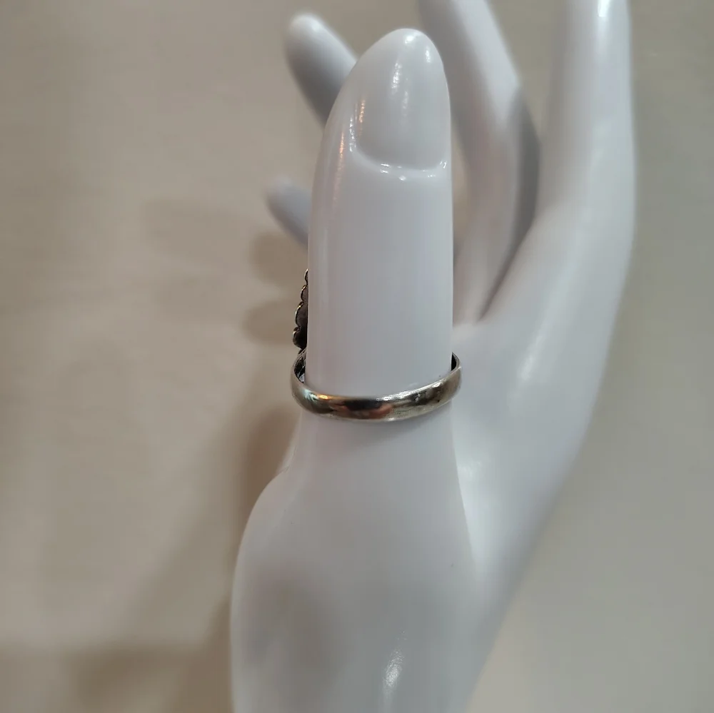 Sterling Silver‎ 925 Mexico Black Onyx Statement Ring Boho Gothic 7.5 Vintage